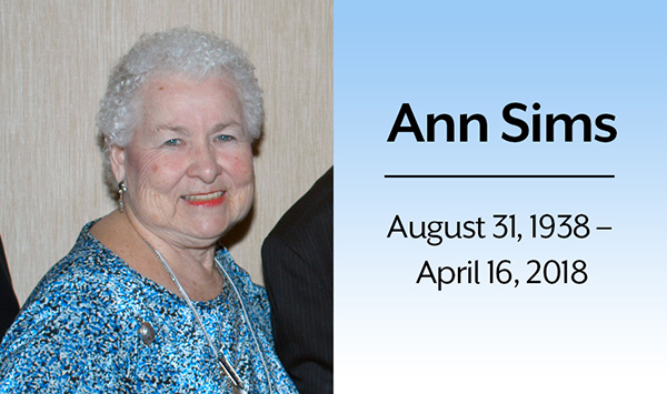 Ann Sims August 31, 1938 – April 16, 2018